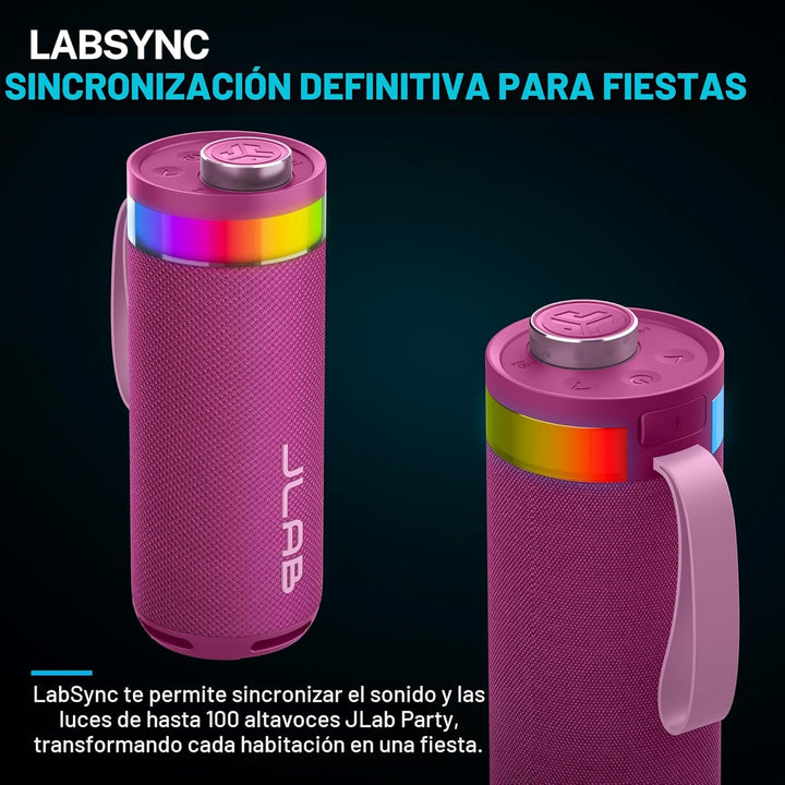 JLab, Go Party, Altavoz Bluetooth portátil, impermeable, iluminació...