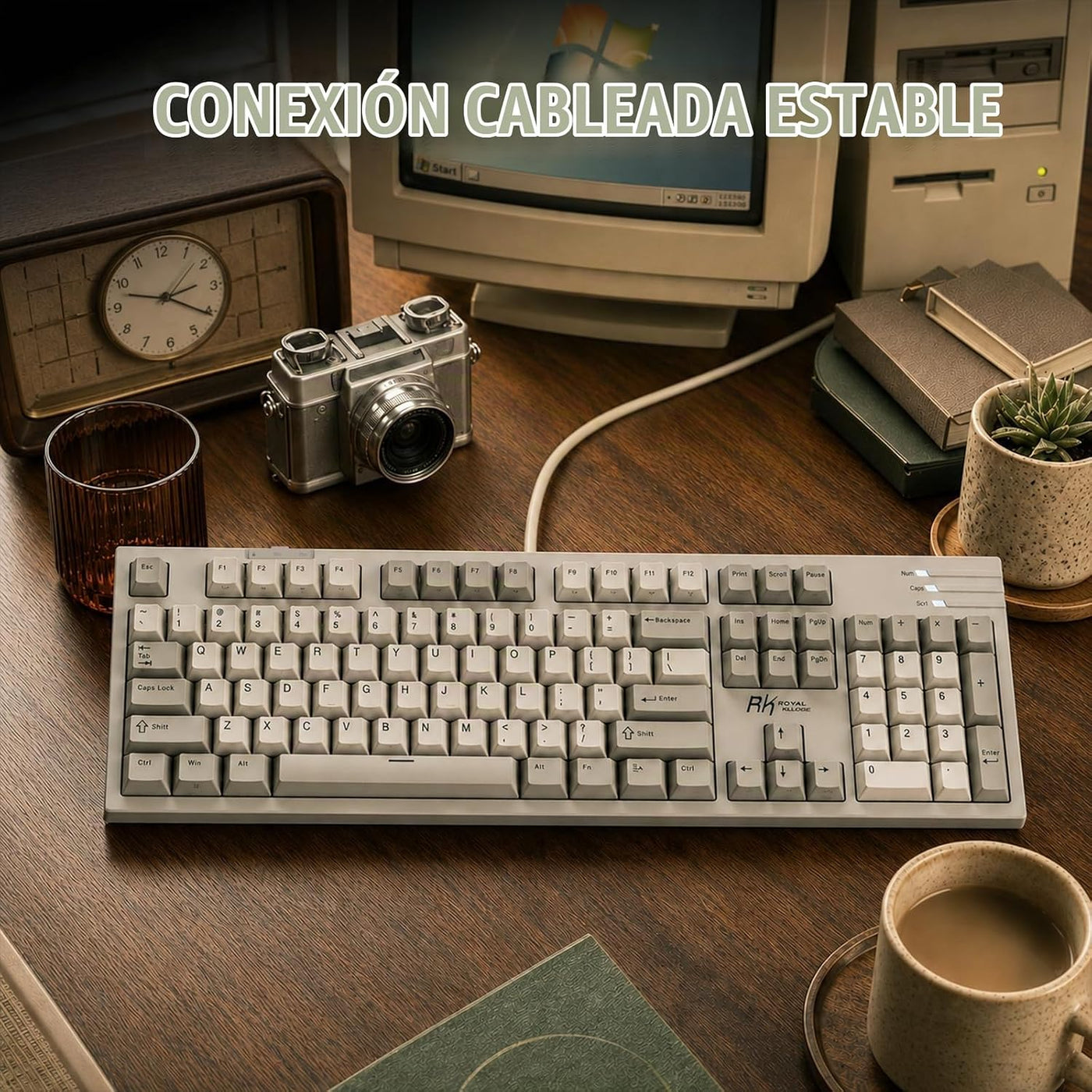 RK ROYAL KLUDGE R104 Teclado mecánico con cable de tamaño completo,...