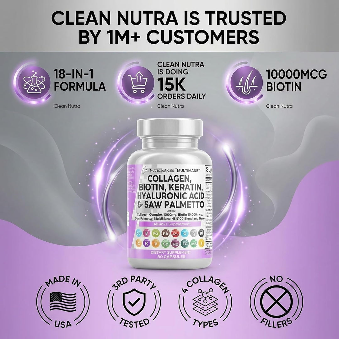 Clean Nutraceuticals Píldoras de Colágeno 1000mg Biotina 10 000 mcg...