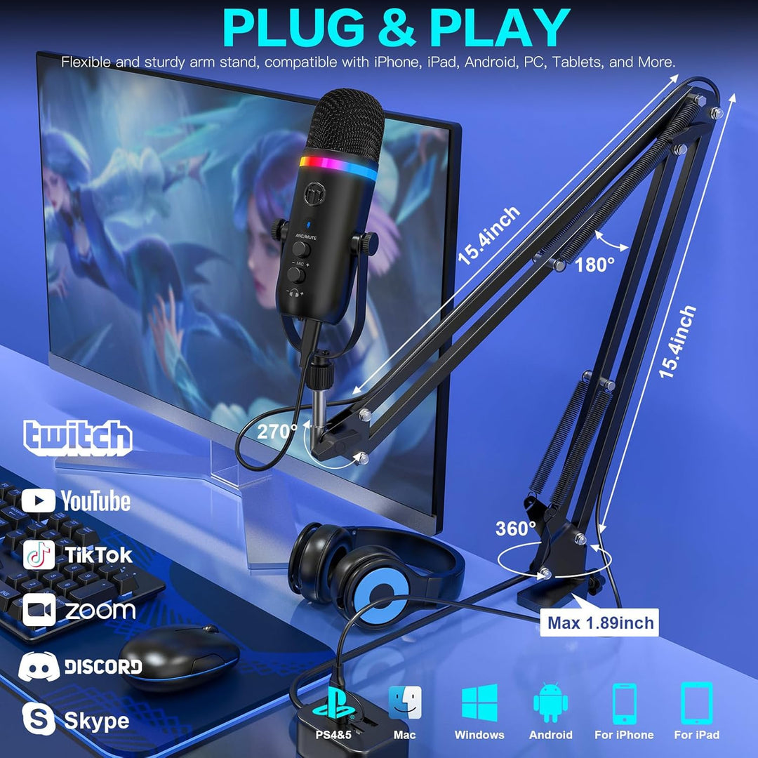 Micrófono ZealSound Podcast para PC\/Mac\/iPhone \u2013 Micrófono d...