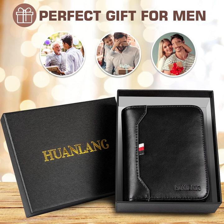 HUANLANG Billetera para hombre con bloqueo RFID, multitarjetero, bi...