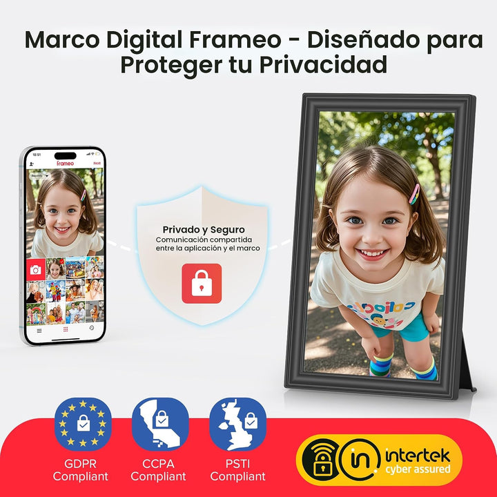 Marco de fotos digital Frameo de 64 GB de 15.6 pulgadas, WiFi, marc...