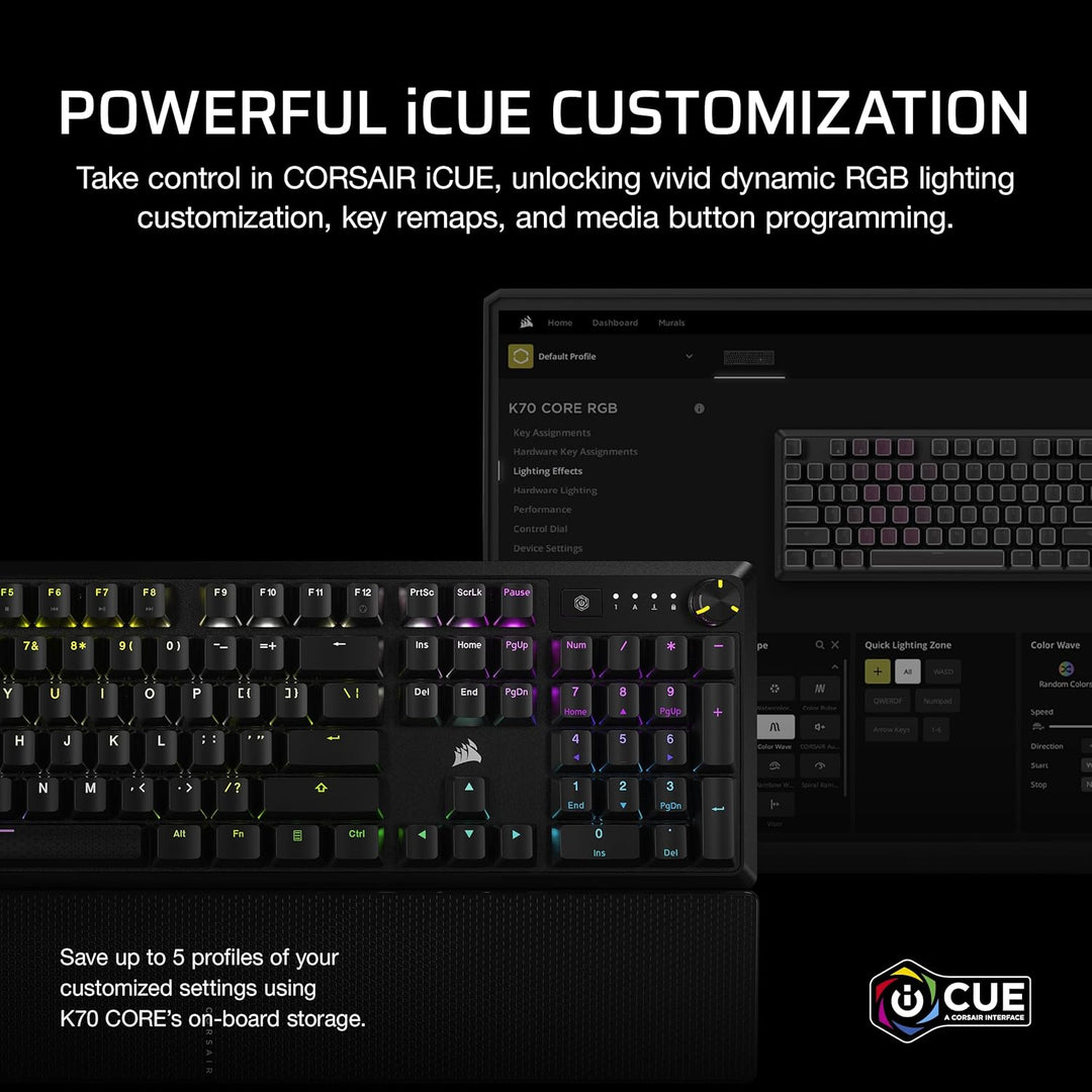 Corsair K70 Core RGB Teclado mecánico con cable para juegos con rep...