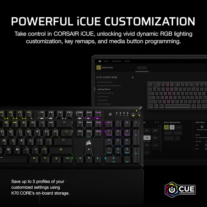 Corsair K70 Core RGB Teclado mecánico con cable para juegos con rep...