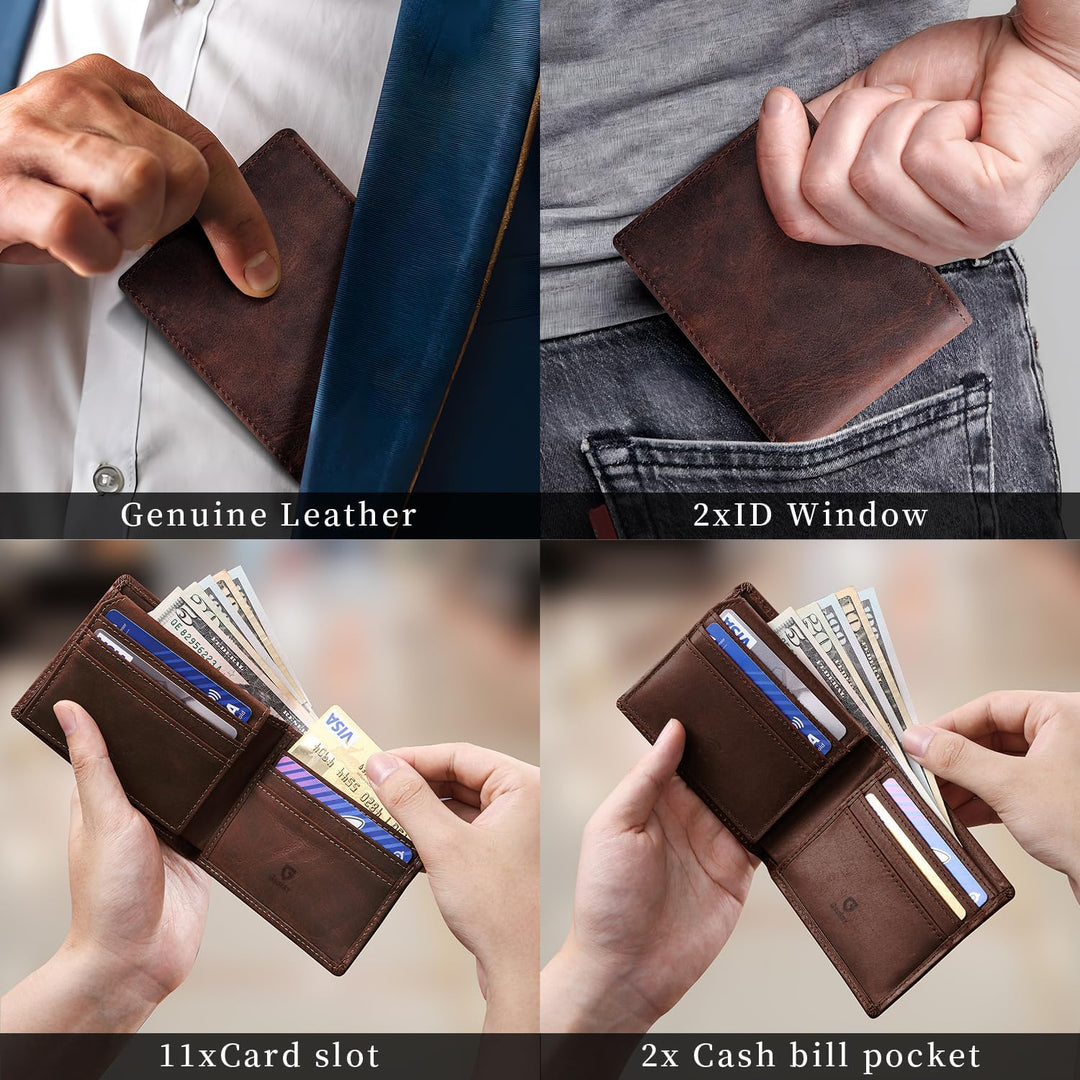 GSOIAX Top - Cartera de cuero de grano genuino de alta calidad con...
