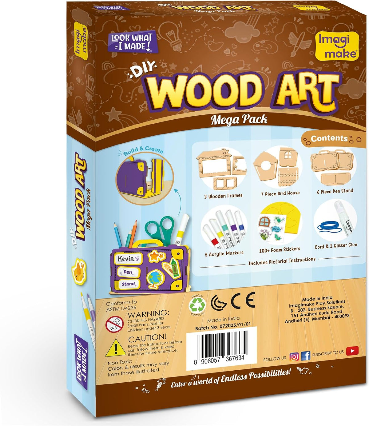 Imagimake Mega pack de arte de madera de bricolaje, 5 proyectos de madera
