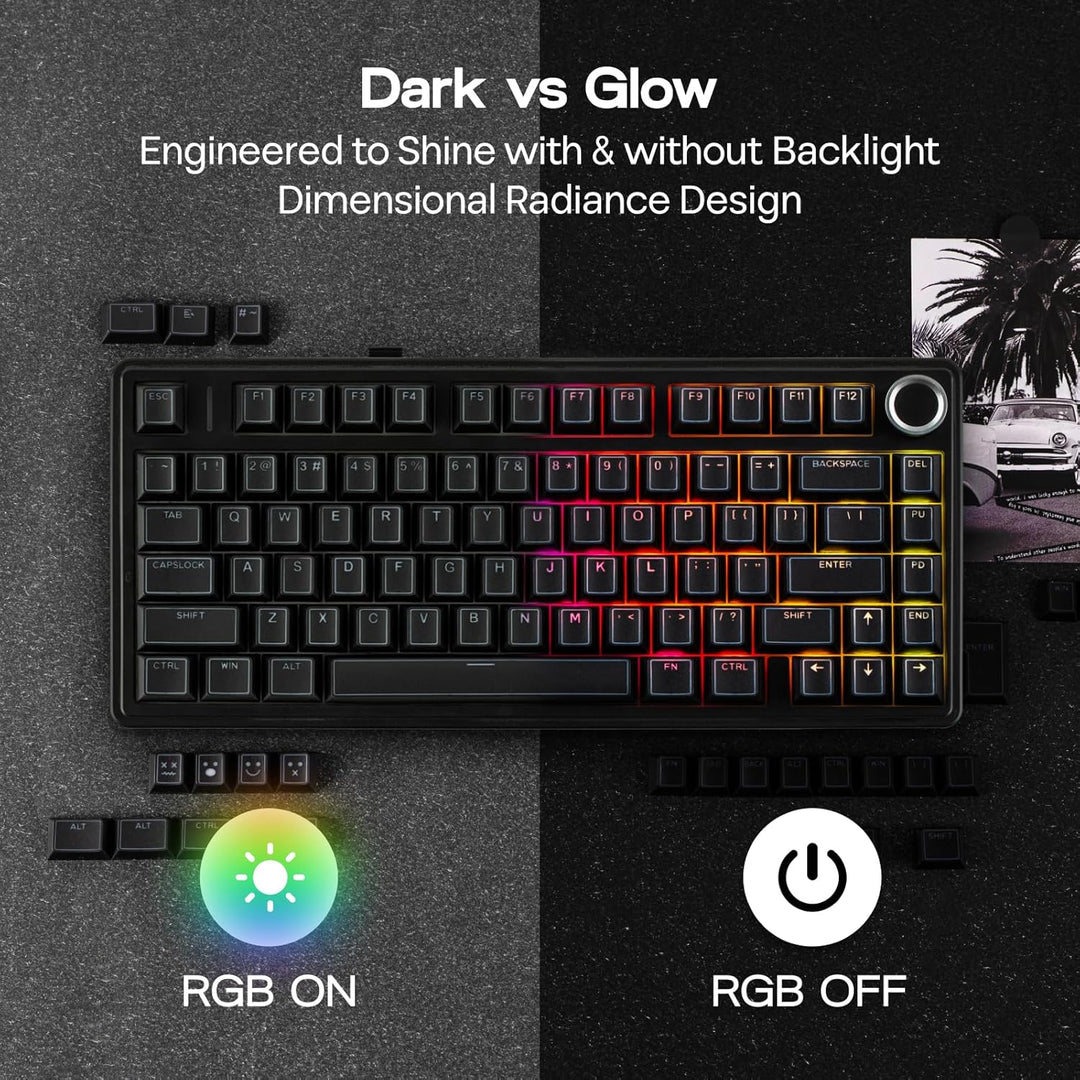 EPOMAKER Glintrix PBT Shine Through Keycaps, Arris &amp; Keys Retro...