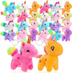 Wettarn - 24 llaveros de animales de peluche de unicornio, lindo, multicolor