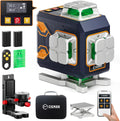CIGMAN Nivel láser de 4 x 360° con 16 líneas con control remoto y APP, láser de línea cruzada autonivelante verde, línea vertical/horizontal 4D para construcción, renovación del hogar, colgar cuadros