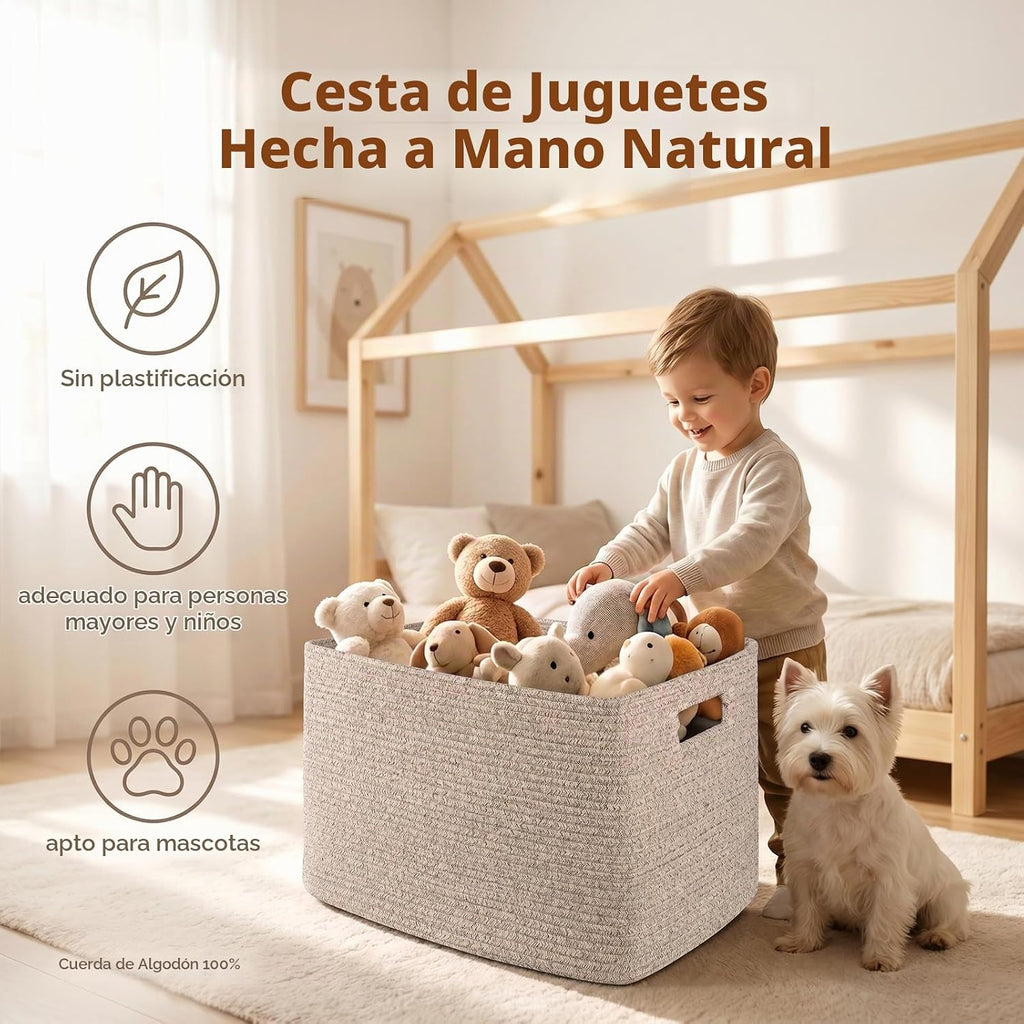 OIAHOMY 75L Cesta grande de mantas hecha de cuerda de algodón trenzado Marrón