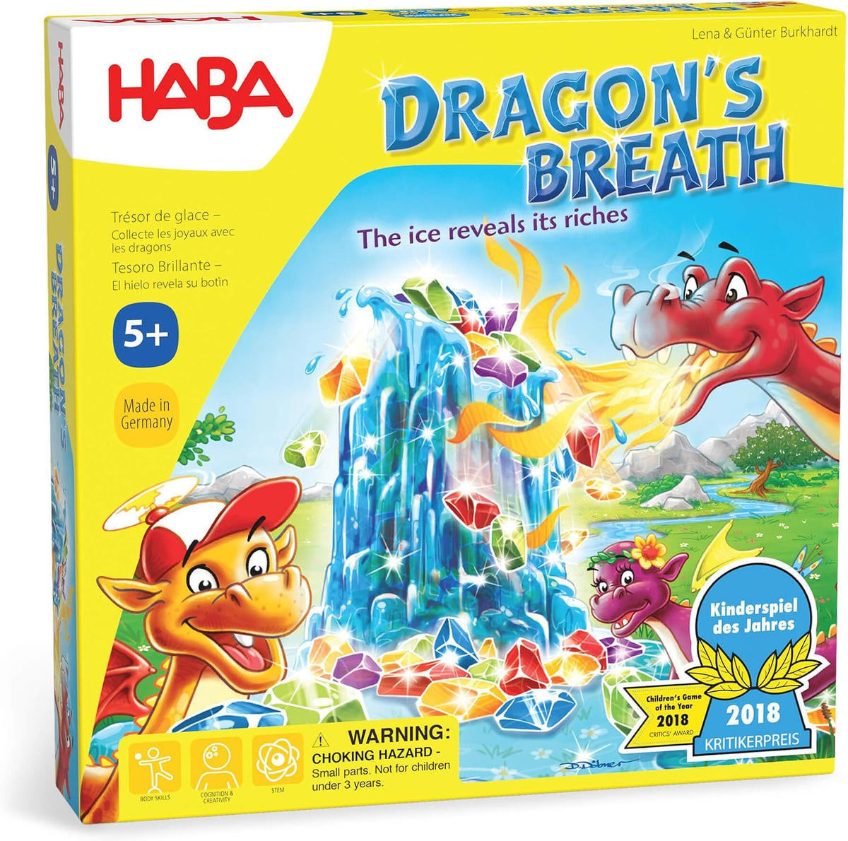 HABA Juego de mesa Dragon's Breath - Juegos de mesa galardonados para noches familiares y emocionantes aventuras de mesa para fanáticos de dragones a partir de 5 años