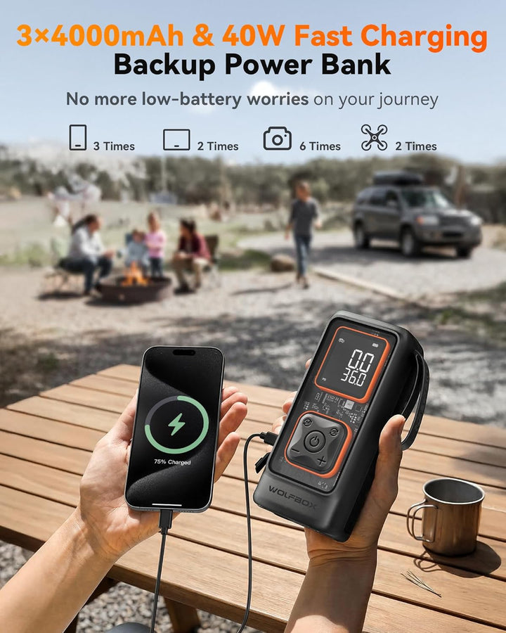 WOLFBOX Inflador de neumáticos inalámbrico, compresor de aire portá...