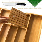 VaeFae Organizador de cajones de cubiertos de bambú, 7 ranuras, natural