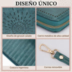 APHISON Billetera para mujer, gran capacidad, monedero, tarjetero, RFID, pulsera, teléfono, cremallera, moneda, bolsillo de viaje