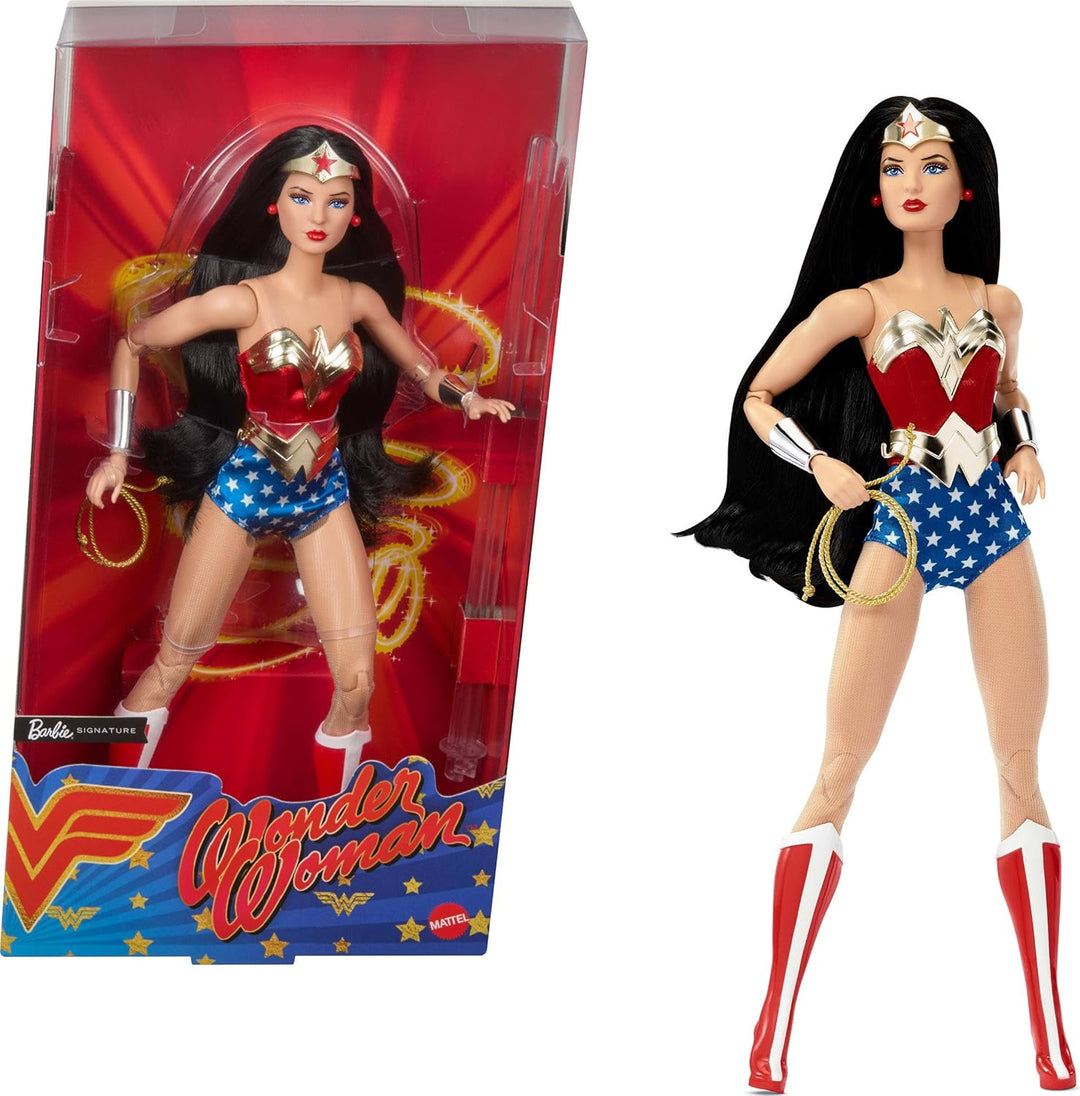 Barbie Muñeca exclusiva, Wonder Woman coleccionable con soporte par...