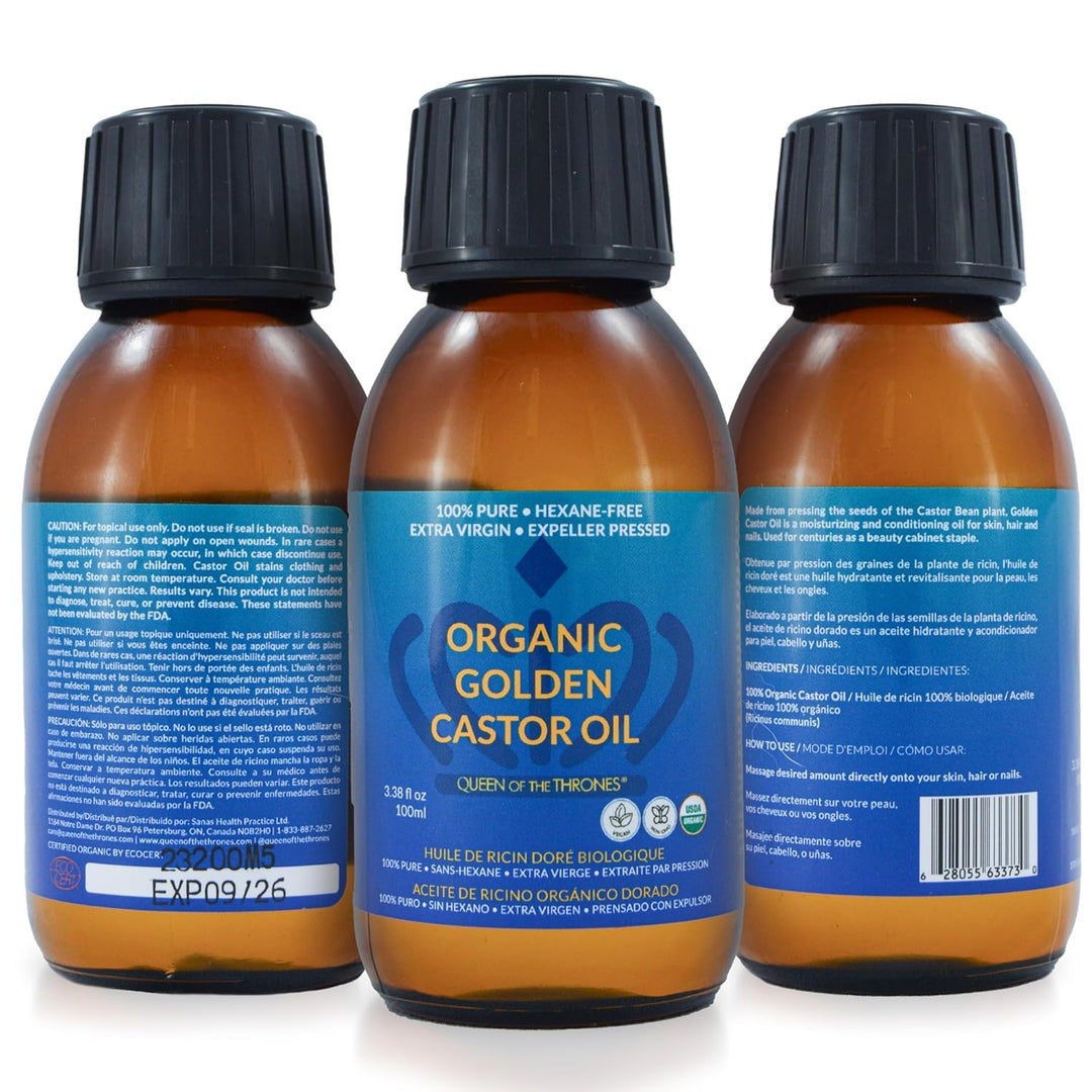 QUEEN OF THE THRONES Aceite de Ricino Dorado Orgánico | 100% Puro p...