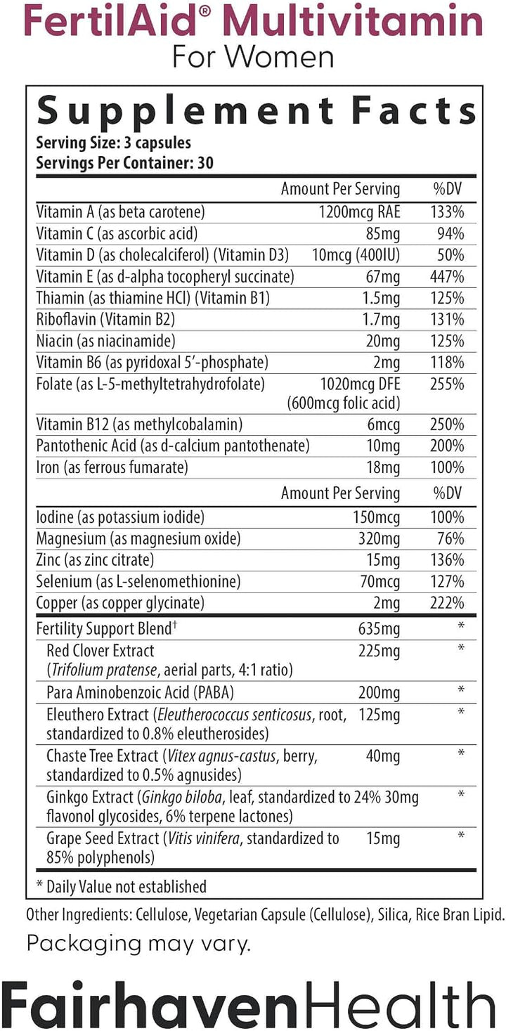 Fairhaven Health FertilAid - Suplementos de fertilidad combinados p...