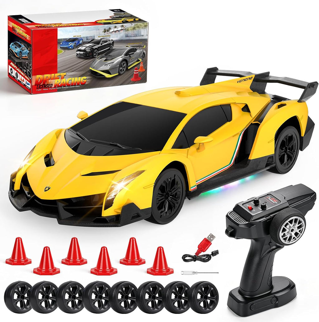 YESHIN 1:24 Lamborghini Coche De Juguete Amarillo, RC Drift Car Lamborghini