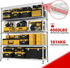 M MZG Estantes de almacenamiento de 5 niveles con carga de 3300 libras, estantes de metal de alambre de metal para almacenamiento, estantes ajustables de garaje para despensa, cocina, garaje, luz