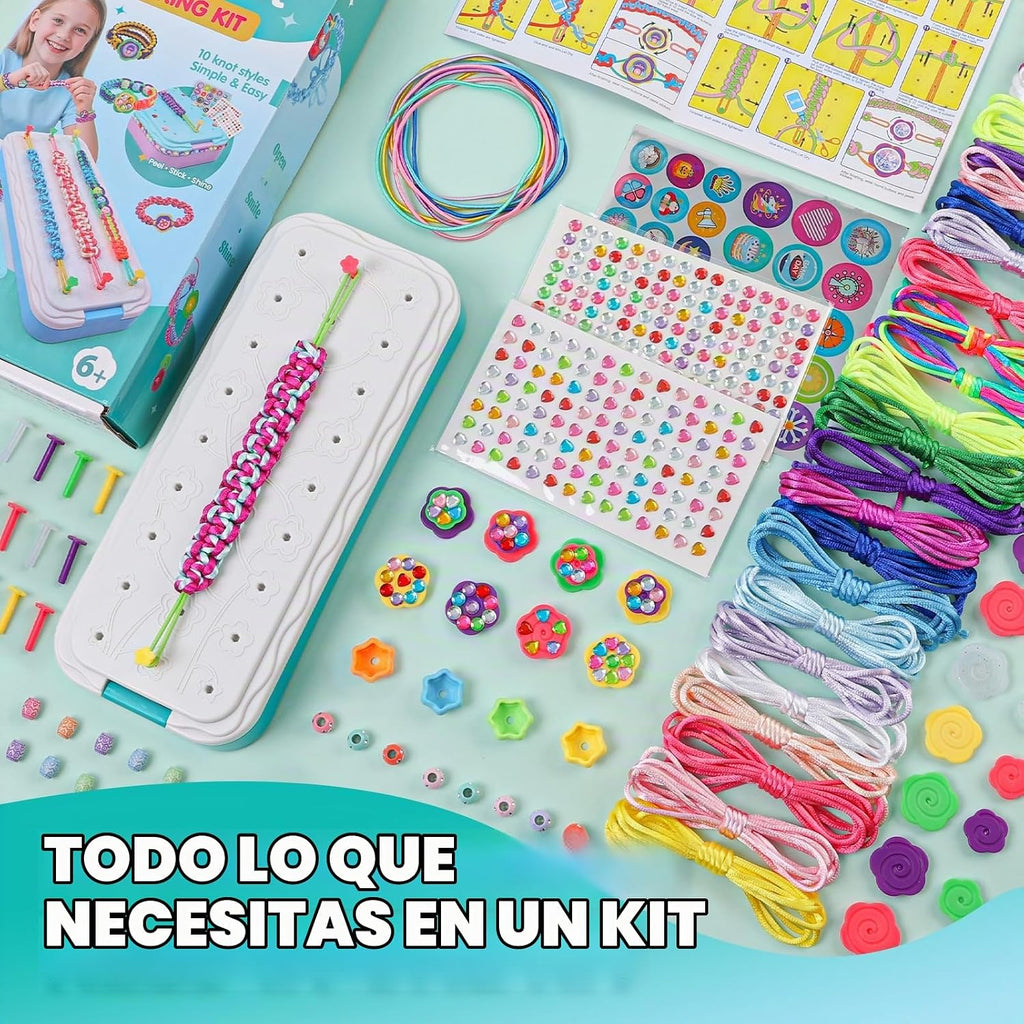 DDAI Kit de pulsera brillante para niñas de 7 a 12 años, juego de manualidades brillantes de amistad con gemas, hilos y calcomanías, regalo de cumpleaños para niñas de 8, 9, 10, 11 años y sorpresa navideña