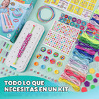 DDAI Kit de pulsera brillante para niñas de 7 a 12 años, juego de manualidades brillantes de amistad con gemas, hilos y calcomanías, regalo de cumpleaños para niñas de 8, 9, 10, 11 años y sorpresa navideña