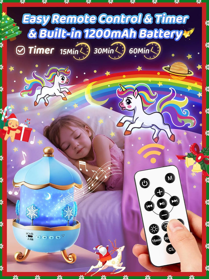 PIKOY Luz nocturna de nieve para niños, 15 ruido blanco+16 película...