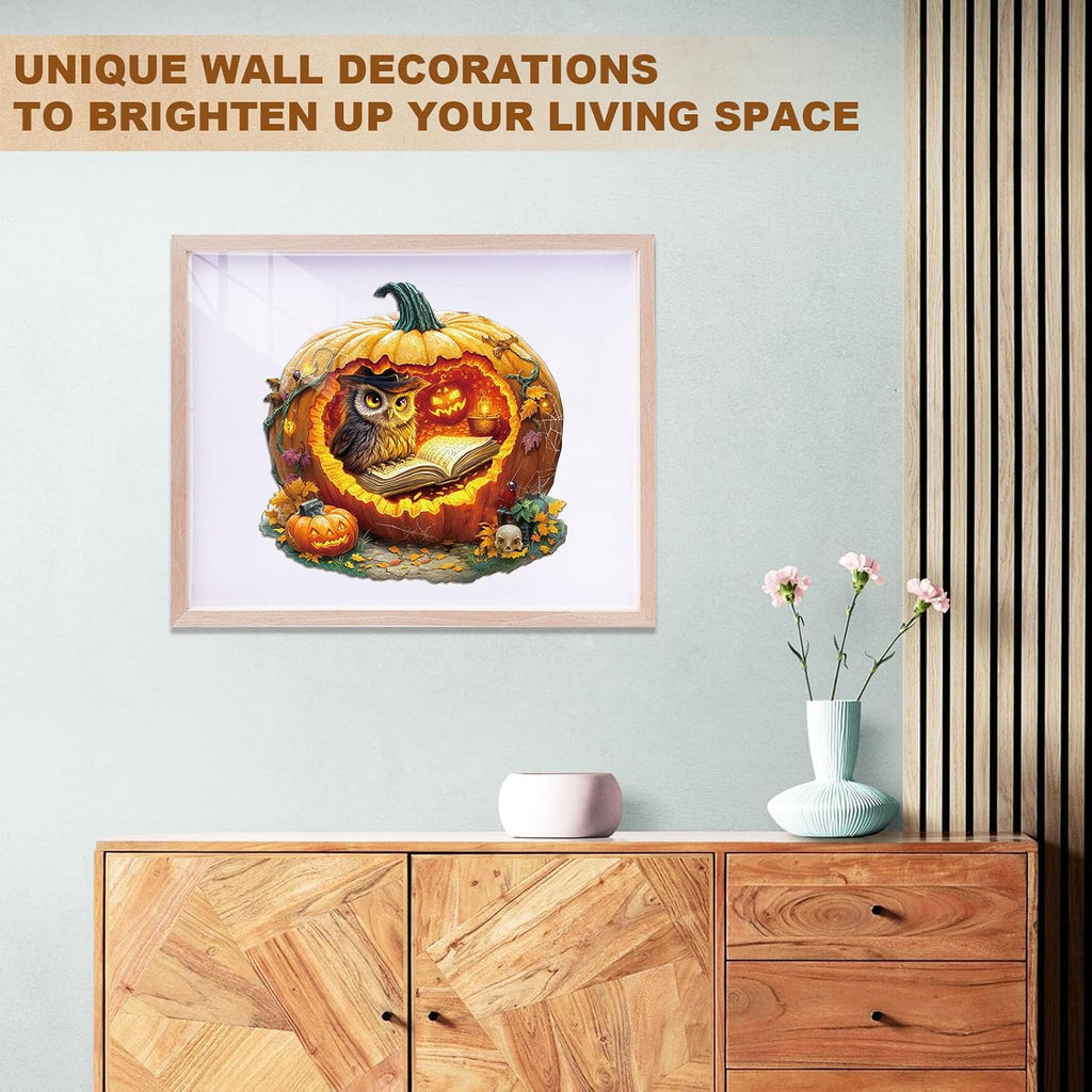 Rompecabezas de búho de calabaza de Halloween, regalos para adultos, 190 piezas de 11.4 x 11.2 pulgadas