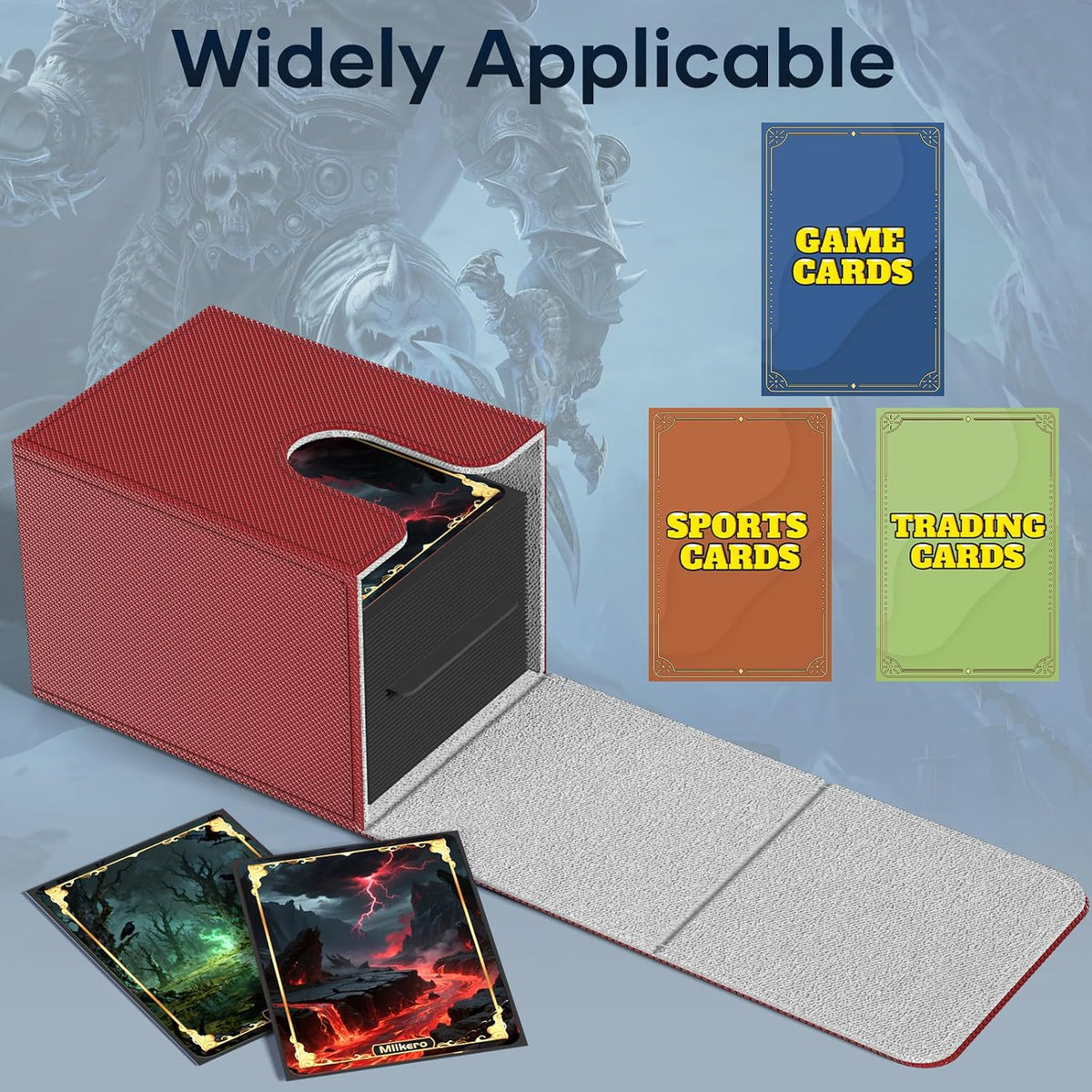 Mlikero Paquete de 4 Cajas para Mazos de Cartas, Caja para Mazo Commander Contiene más de 400 Cartas con Funda Individual con 4 Separadores, Caja Magnética de Cuero para Cartas Compatible con MTG, TCG