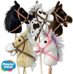 Stick Horse Unicorn | Palo de caballo de peluche hecho a mano, rosa/blanco
