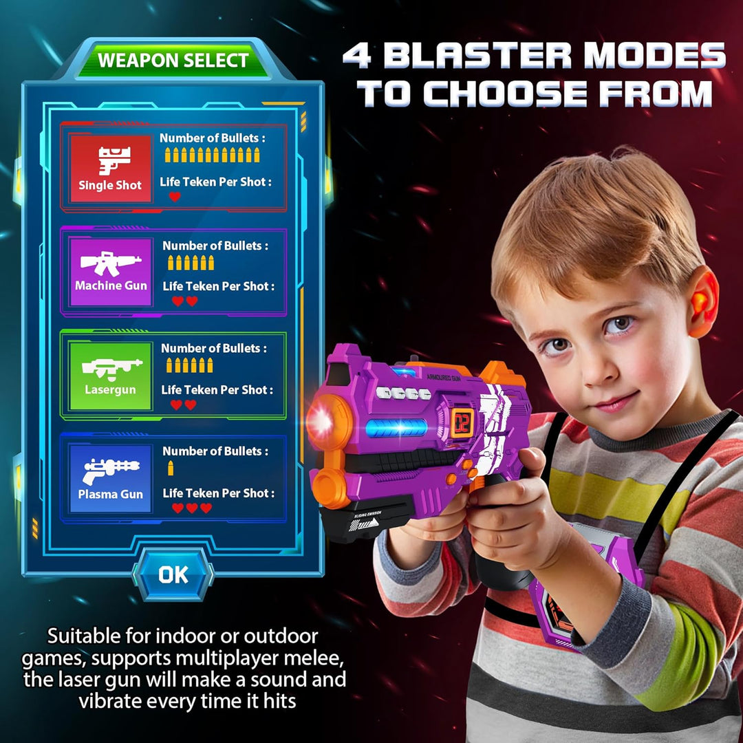 Juego de 4 Pistolas de Laser Tag con Chalecos de Pantalla de Puntua...