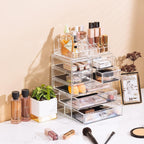Sorbus Organizador de maquillaje, juego de 2 piezas acrílicas de 7 cajones