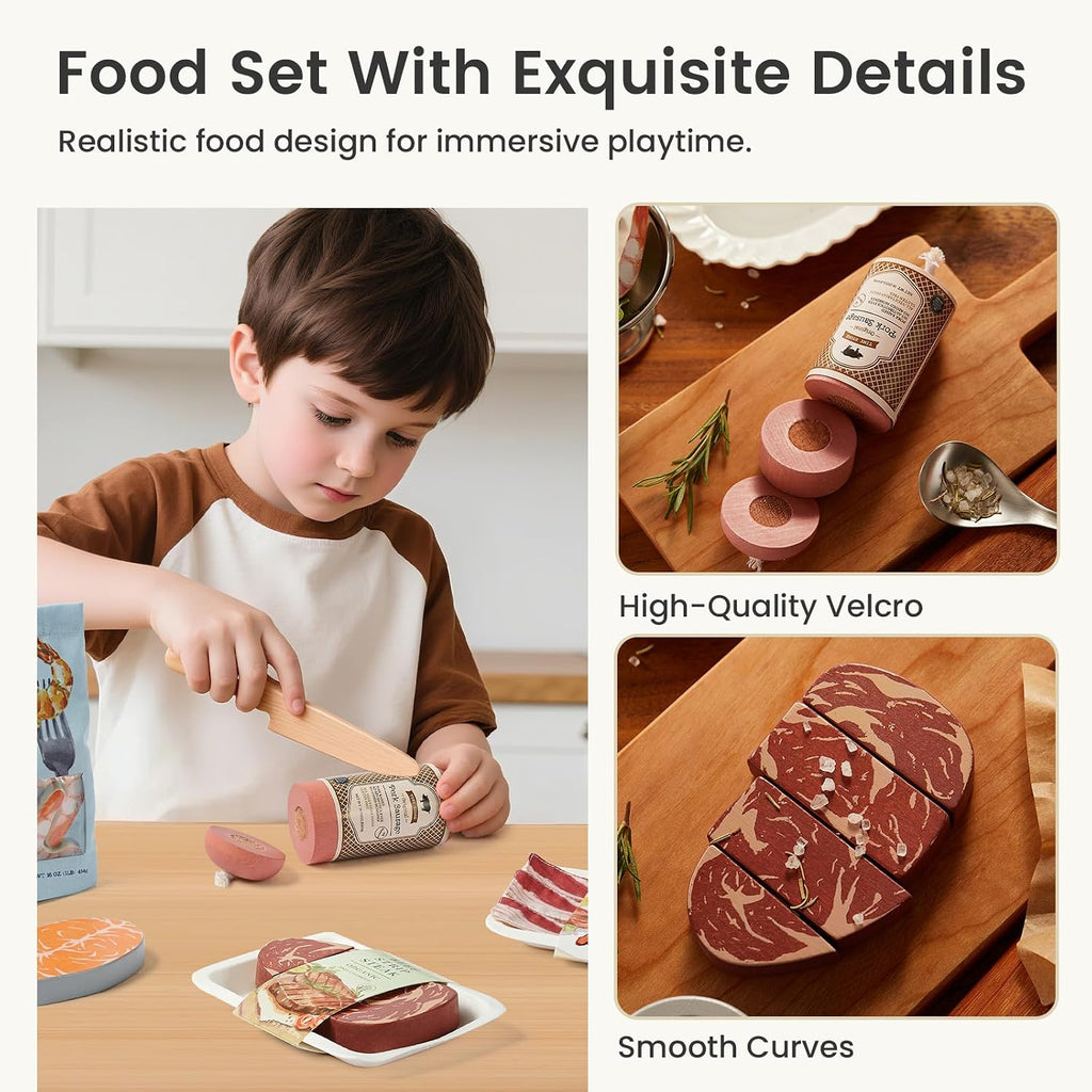 Tiny Land Juego de comida de madera para la cocina de los niños