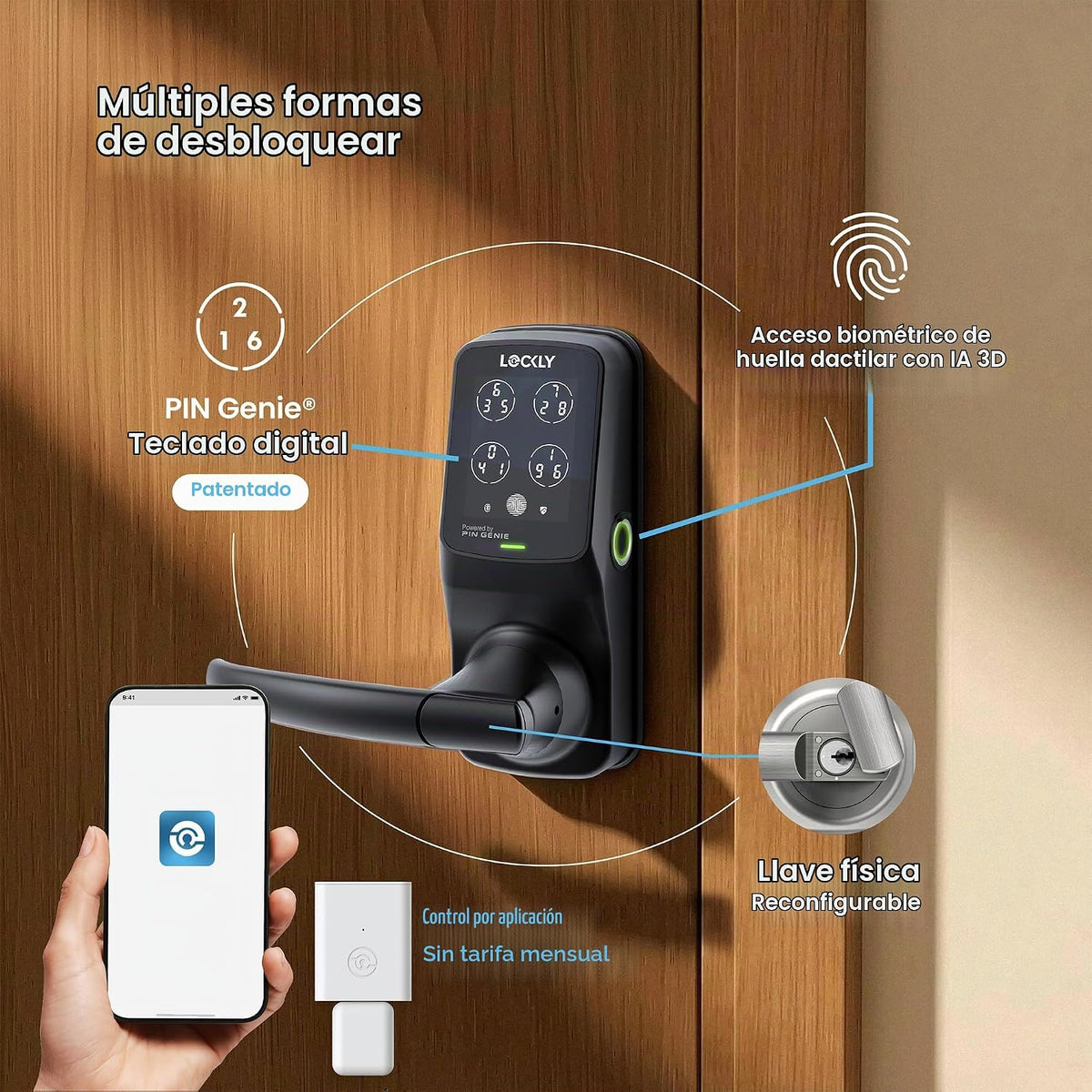 Lockly Secure Pro Wi-Fi Smart Lock con mango