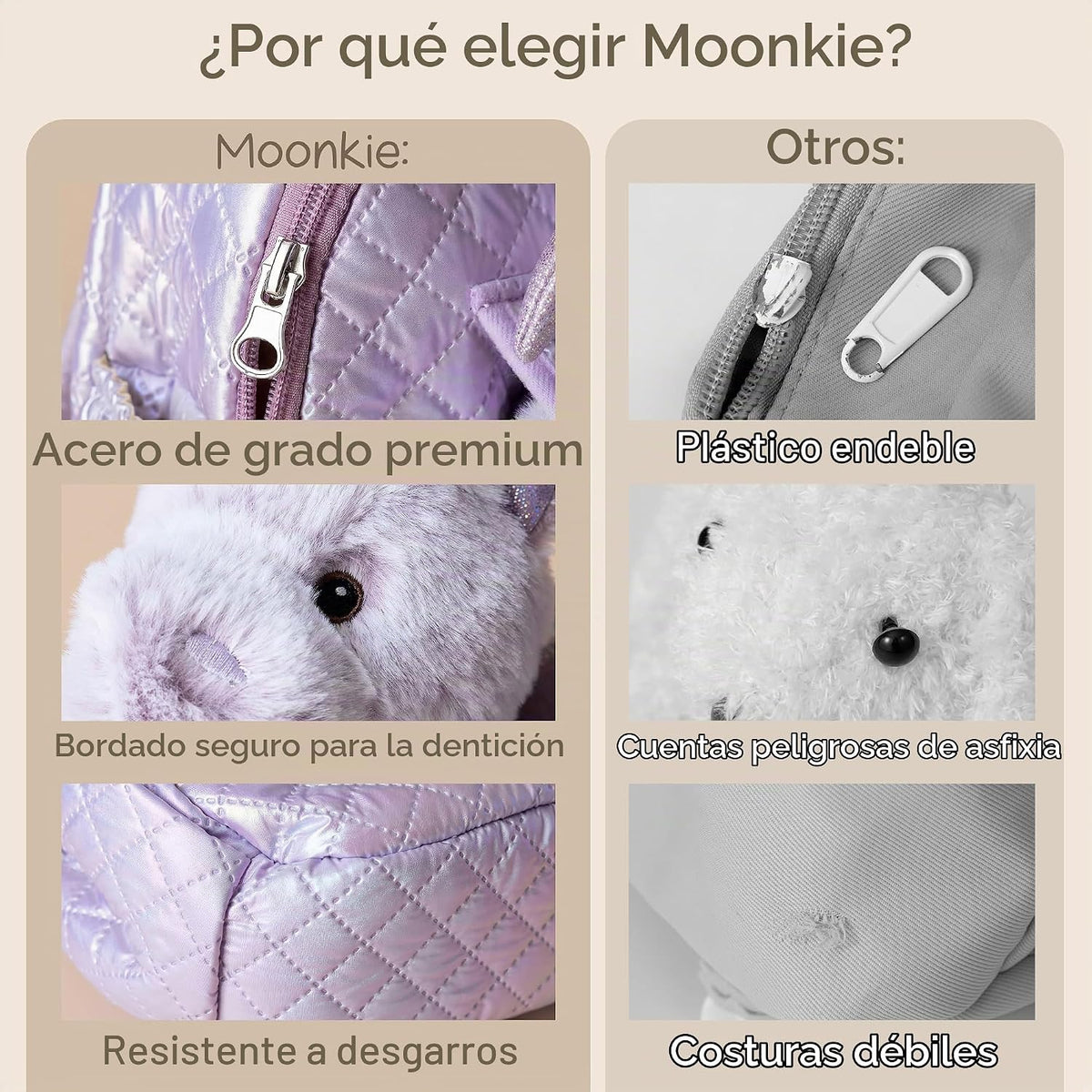 Moonkie Hug & Go - Mochila de unicornio para niños pequeños, bolsa de felpa suave con juguete desmontable para niñas de 2 a 4 años, perfecta para guardería, viajes y regalos de cumpleaños para niños de 3 años