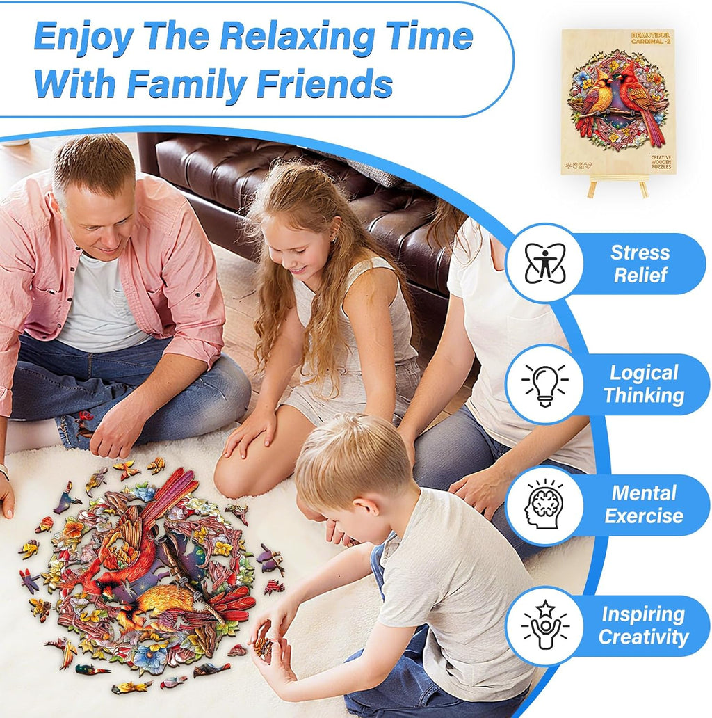 Rompecabezas de madera para adultos, juego de construcción Cardinal de madera, rompecabezas irregulares de madera para adultos, regalos de rompecabezas difíciles para amantes de los rompecabezas