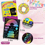 HXDOGSP Scratch Art para niños: paquete de 32 recuerdos de fiesta de papel para rascar arco iris, cuaderno de manualidades adecuado para regalos de cumpleaños, kit de manualidades escolares, premios