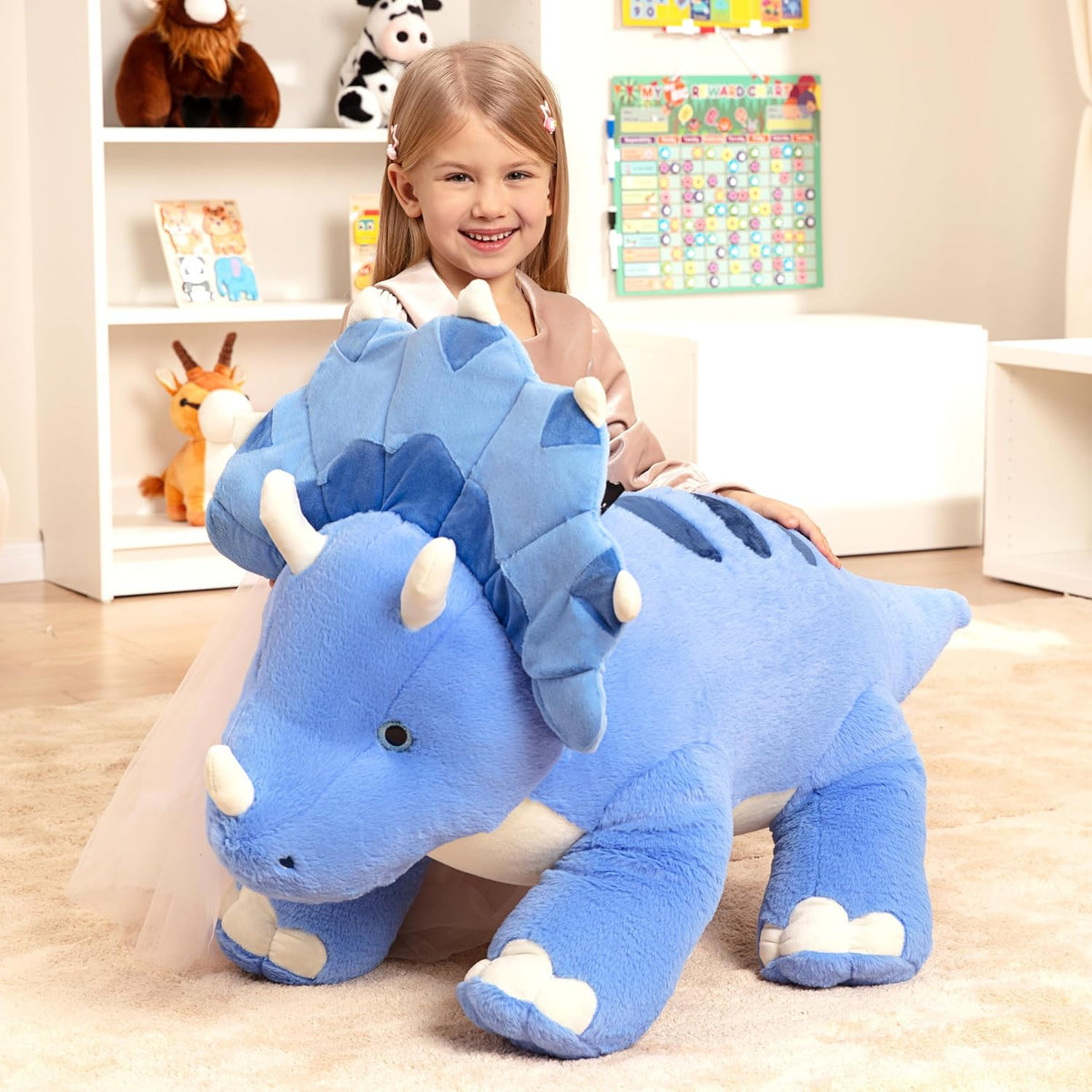 IKASA Dinosaurio Triceratops gigante de 30 pulgadas, juguete de peluche sin