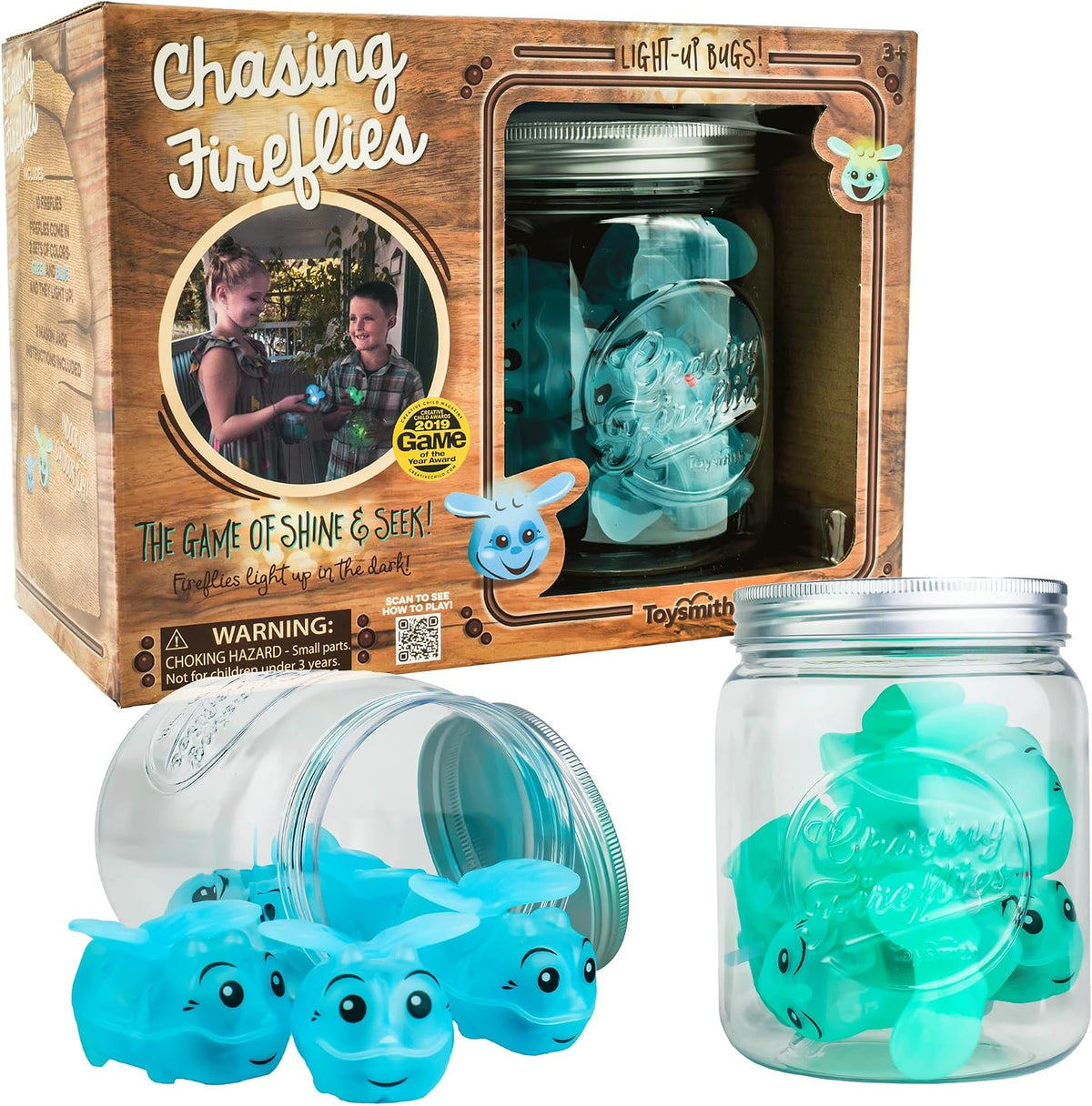 Toysmith Juego de Persiguiendo Luciérnagas para Niños - El Juego de Brillar y Buscar - Juegos Interactivos para Niños - Juego de Interior y Exterior - para Edades 3+, Azul, Verde