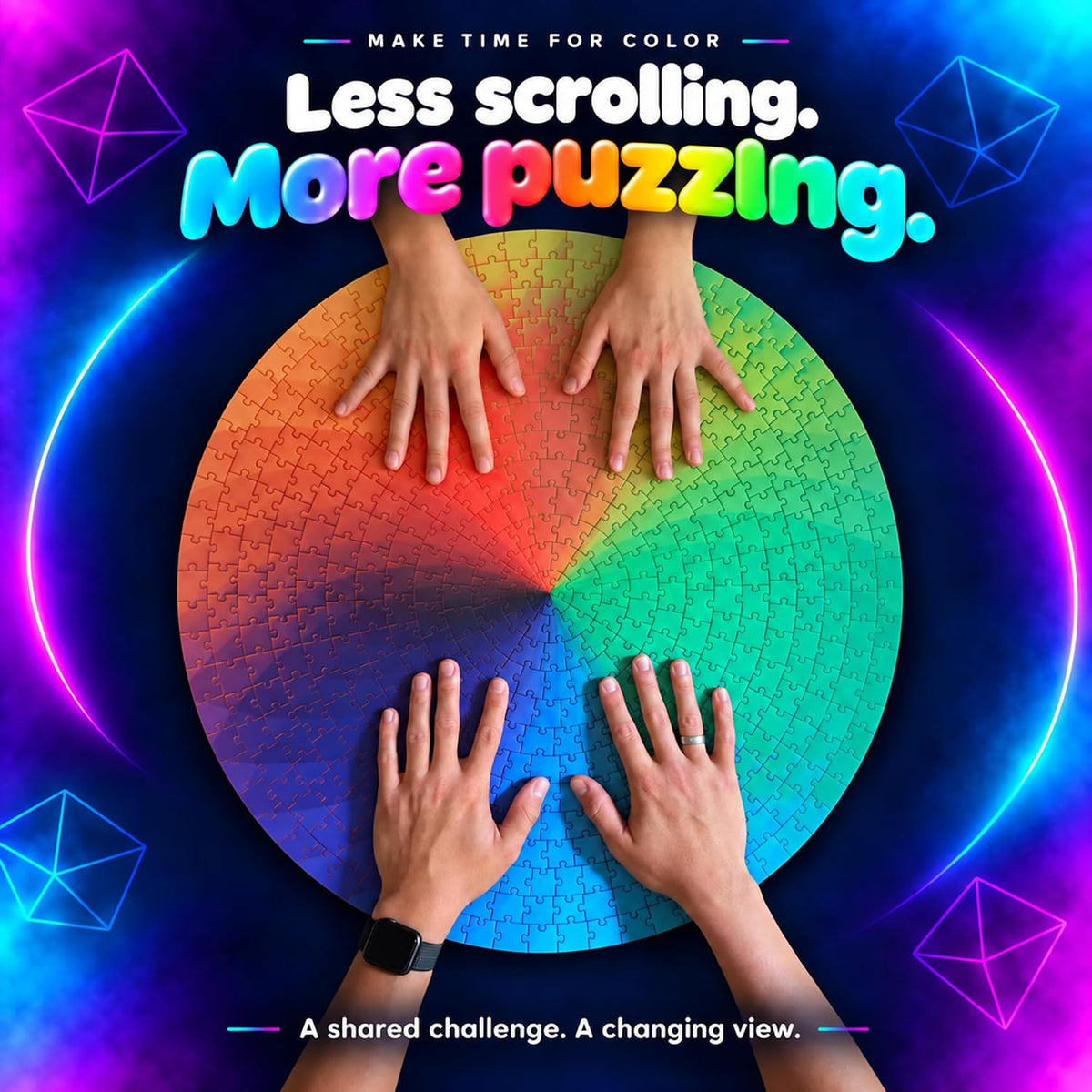 Rompecabezas redondos de 500 piezas - CMY Cubes - paleta arco iris - rompecabezas de rueda de colores que cambia - juego intelectual difícil y desafiante para adultos y adolescentes - ¡rompecabezas