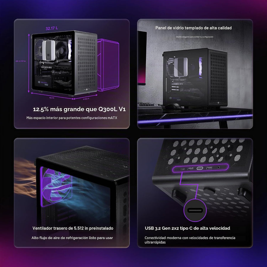 Caja para PC Cooler Master Q300L V3 Micro-ATX + enfriador de aire p...
