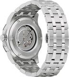 Bulova Marc Anthony Reloj Automático Marine Star de Acero Inoxidable para Hombre, Apertura Abierta, Parte Posterior de Caja de Exhibición, Esfera Azul Sunray con Acento de Diamante, (Modelo: 98D184)