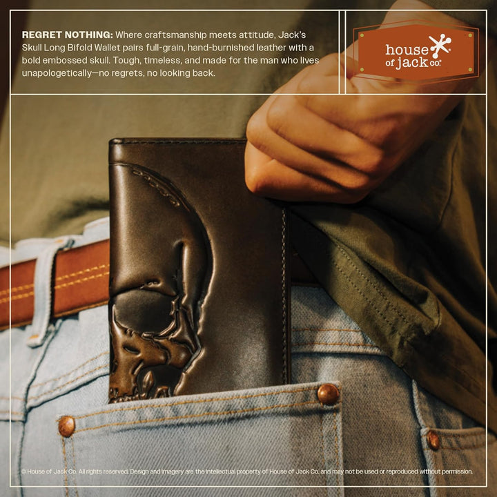 House of Jack Co. Cartera larga para hombre | Cuero de grano comple...