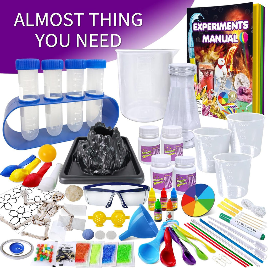UNGLINGA 150 Experimentos Kit de Ciencias para Niños y Niñas, Juguetes Kit S.T.E.M Ideas de Regalos Cumpleaños Navidad, Química Romper Geodas, Volcán, Proyecto de Actividades Educativas de Física