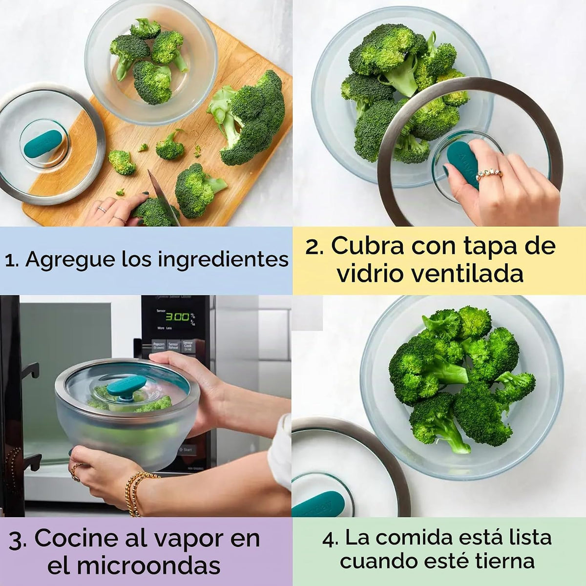 Anyday Vaporizador de microondas de vidrio de 7 tazas (Kale)