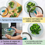 Anyday Vaporizador de microondas de vidrio de 7 tazas (col rizada