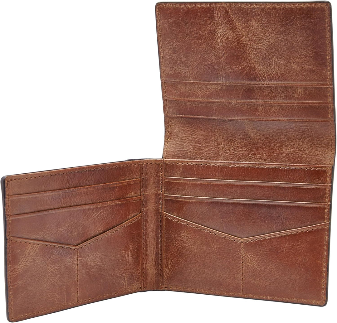 Cartera de piel plegada para hombre Fossil