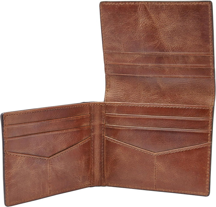 Cartera de piel plegada para hombre Fossil