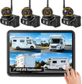 Sistema de cámara de respaldo inalámbrico magnético magnético de 360° - Pantalla táctil 1080P de 7 pulgadas, grabación DVR, impermeable IP69K, sueño automático y visión nocturna para RV