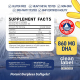Aceite de pescado DHA Omega 3 de triple fuerza 3600 mg | Más de 210...