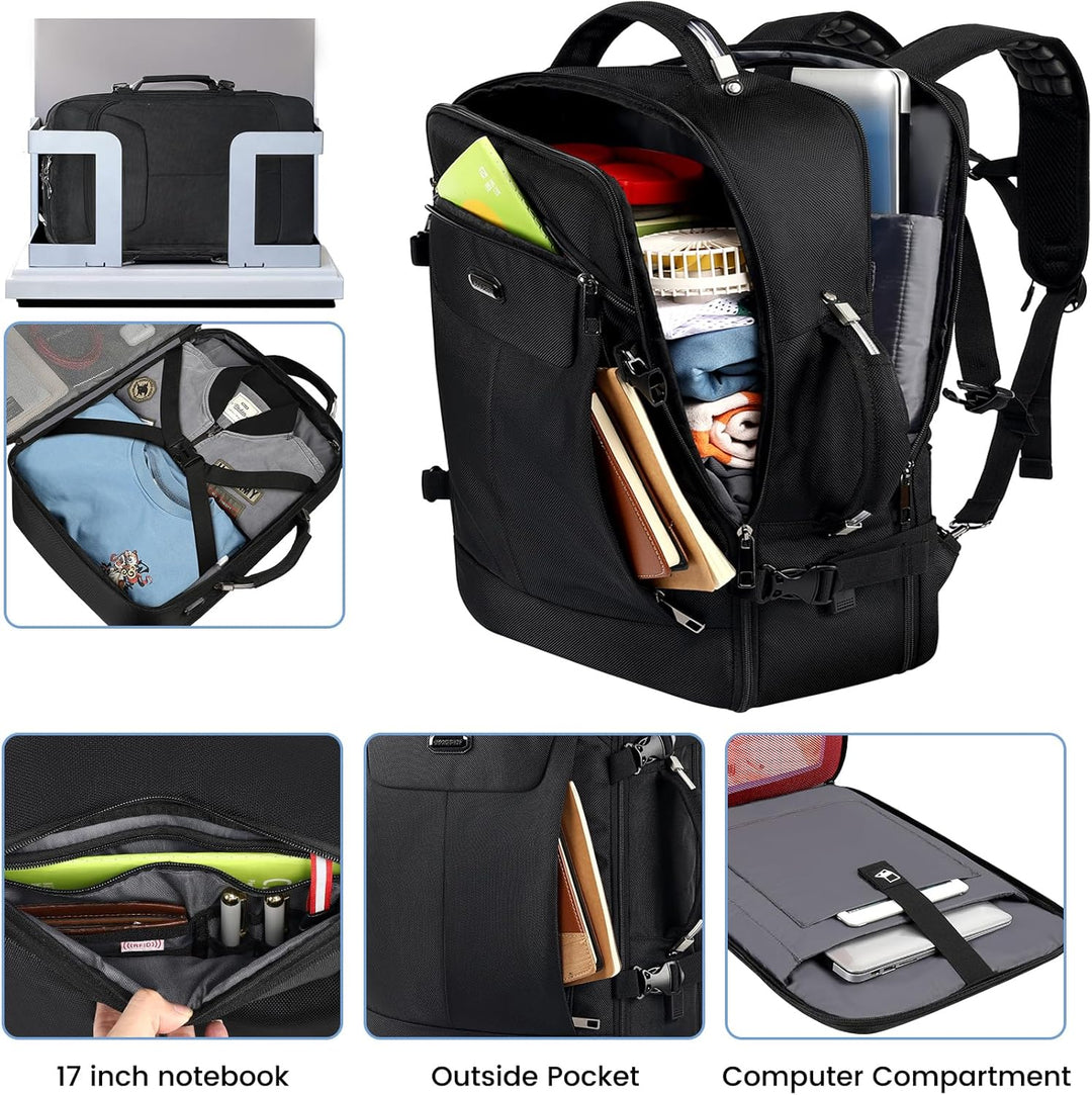 VECKUSON 40L Carry-On Backpack - TSA Approved for Flights, RFID Ant...